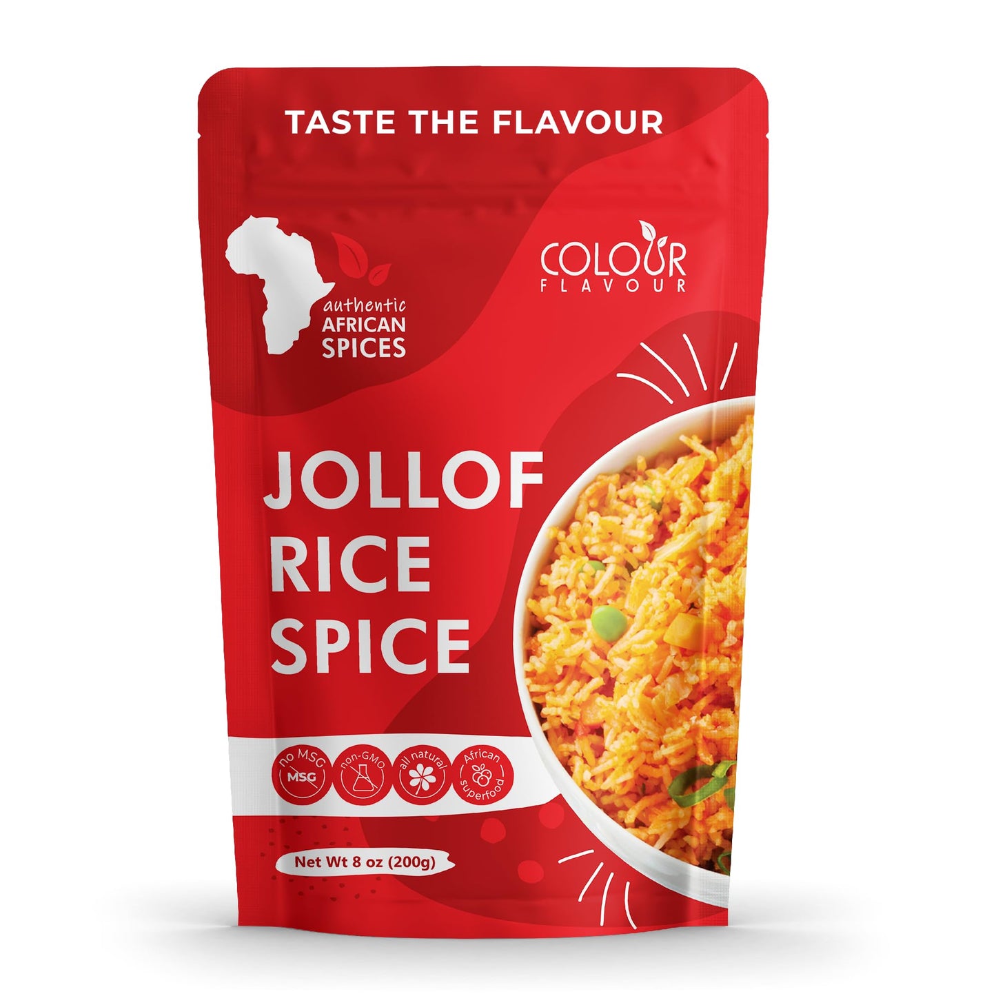 Colour Flavour Jollof Rice Seasoning - Authentic Nigerian Spice Blend, Organic Ingredients, 7.05oz, Gluten Free