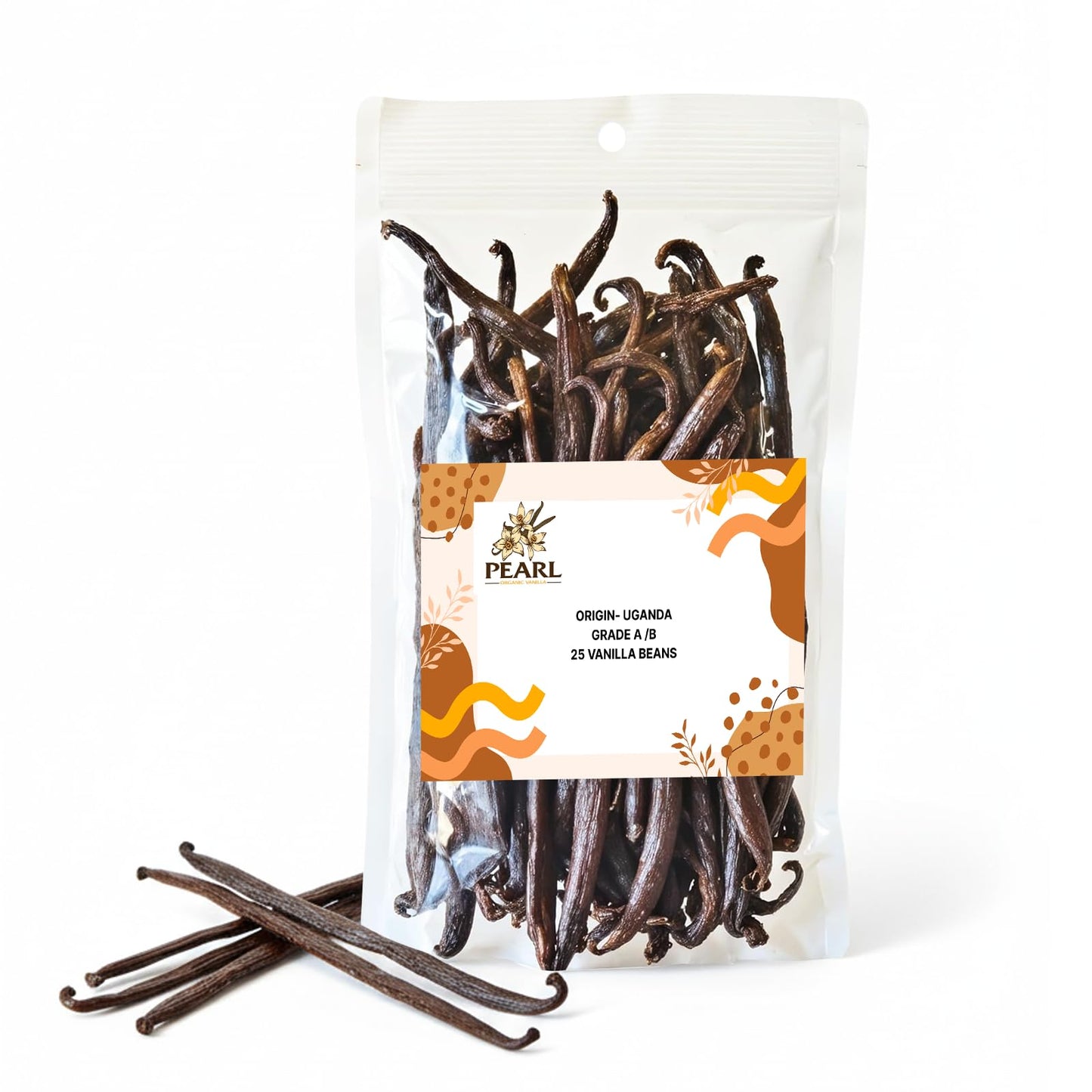 Uganda Vanilla Beans By Pearl Organic Vanilla - 50 Organic Whole High Standard Pods For Homemade Vanilla Extract  Baking & Brewing