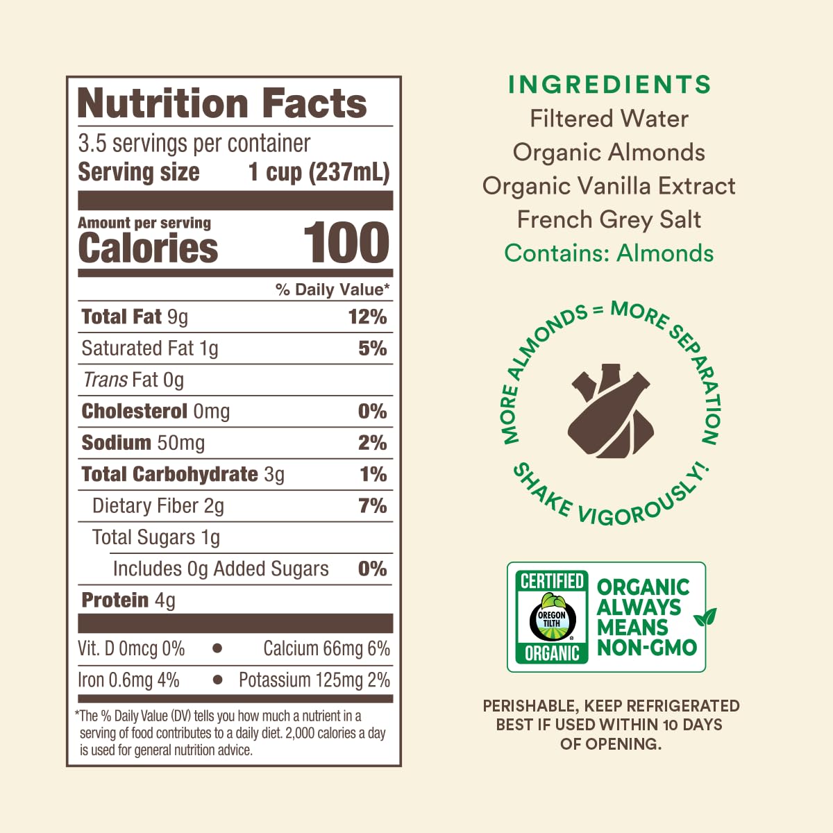 Three Trees Organic Unsweetened Vanilla Almondmilk, 28 Fz