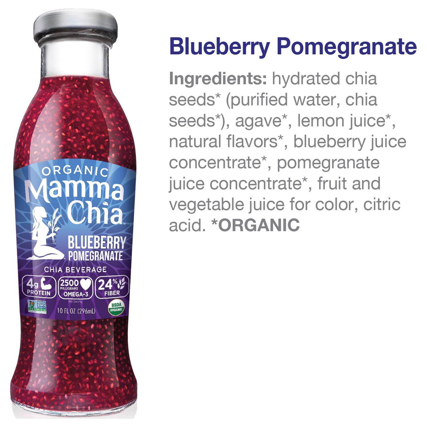Mamma Chia Organic Chia Beverage, Blueberry Pomegranate, 10 Ounce Chia Organic Beverage, Usda Organic, Non-Gmo, Vegan, Gluten Fr