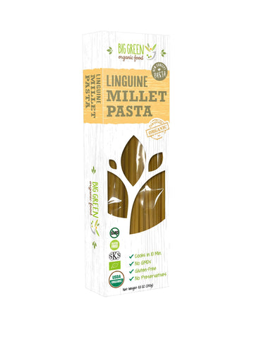 Big Green Organic Food- Organic Millet Linguine, Gluten-Free, Lectin-Free, Non-GMO, Vegan, Wheat and Rice Alternative, 8.8oz (1 