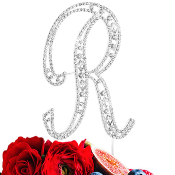 Letter R Cake Topper Rhinestone Crystal Silver Letter For Wedding Or Anniversary Birthday Party Decoration Supplies