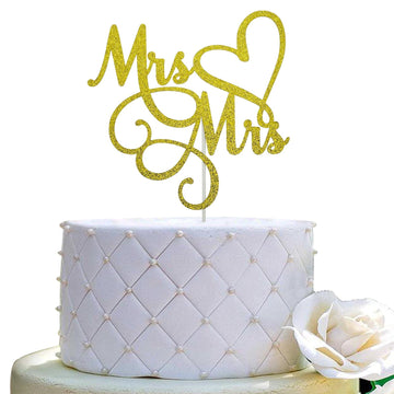 Jieein Mrs And Mrs Cake Topper-Wedding And Anniversary Cake Topper, Gay And Lesbian, Lgbt Marriage Union, Love Is Love, Double S