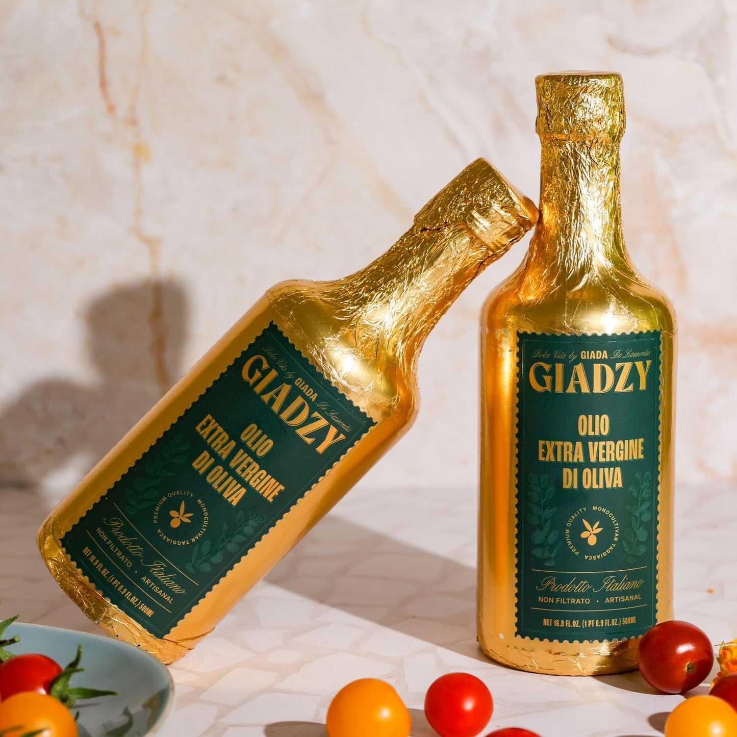 Giadzy By Giada De Laurentiis Olive Oil Extra Virgin - Premium Unfiltered Cold-Pressed Italian Olive Oil, Gold Wrap, Made In Ita