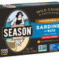 Season Brisling Sardines in Water - No Salt Added, Wild Caught, 13g of Protein, Keto Snacks, More Omega 3's Than Tuna, Kosher, H