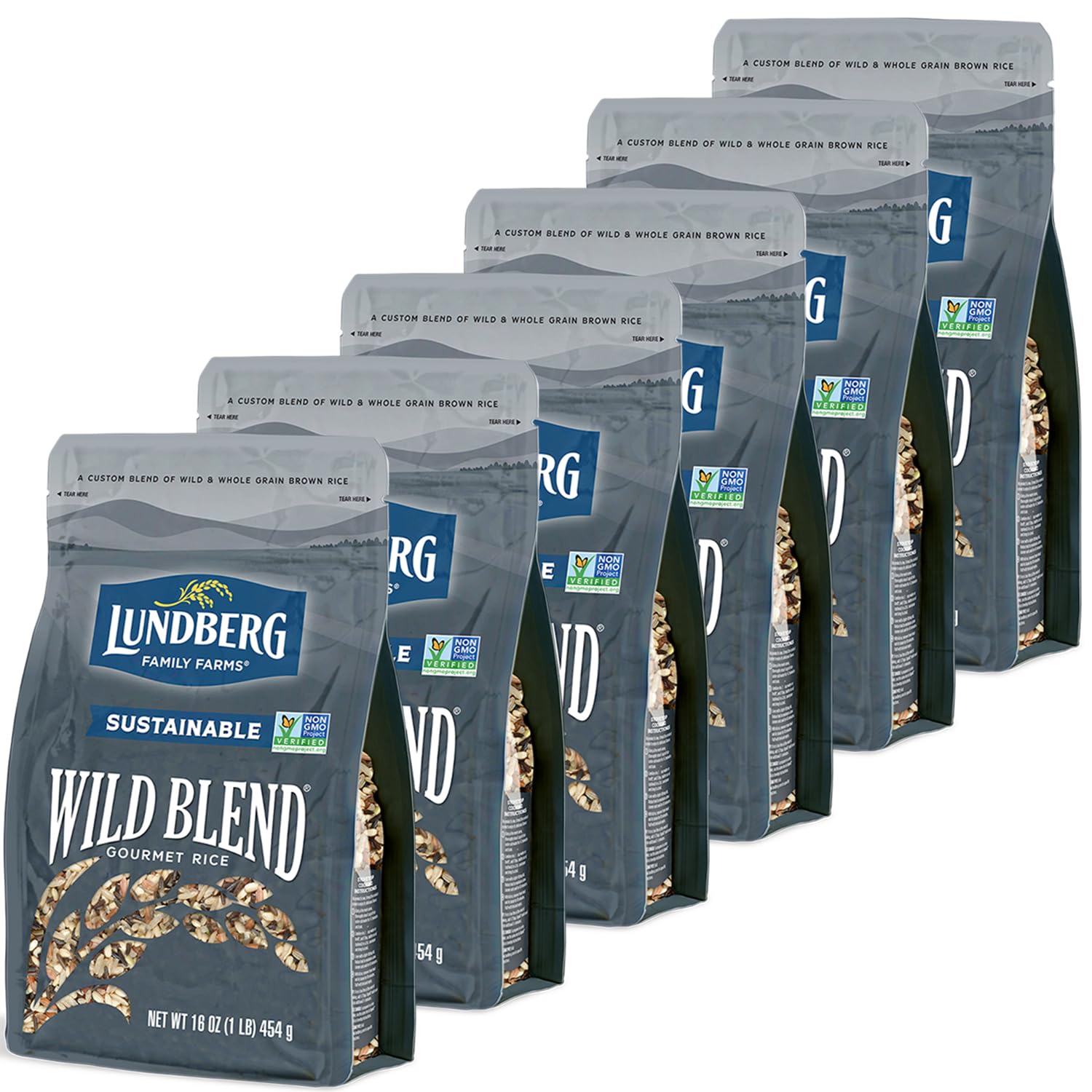 Lundberg Organic Wild Blend Rice - Wild Rice Blended With Long Grain Brown Rice, Sweet Brown Rice, Red Rice, And Black Rice, Certified Gluten-Free Rice, Pantry Staples, 16 Oz (Pack Of 6)