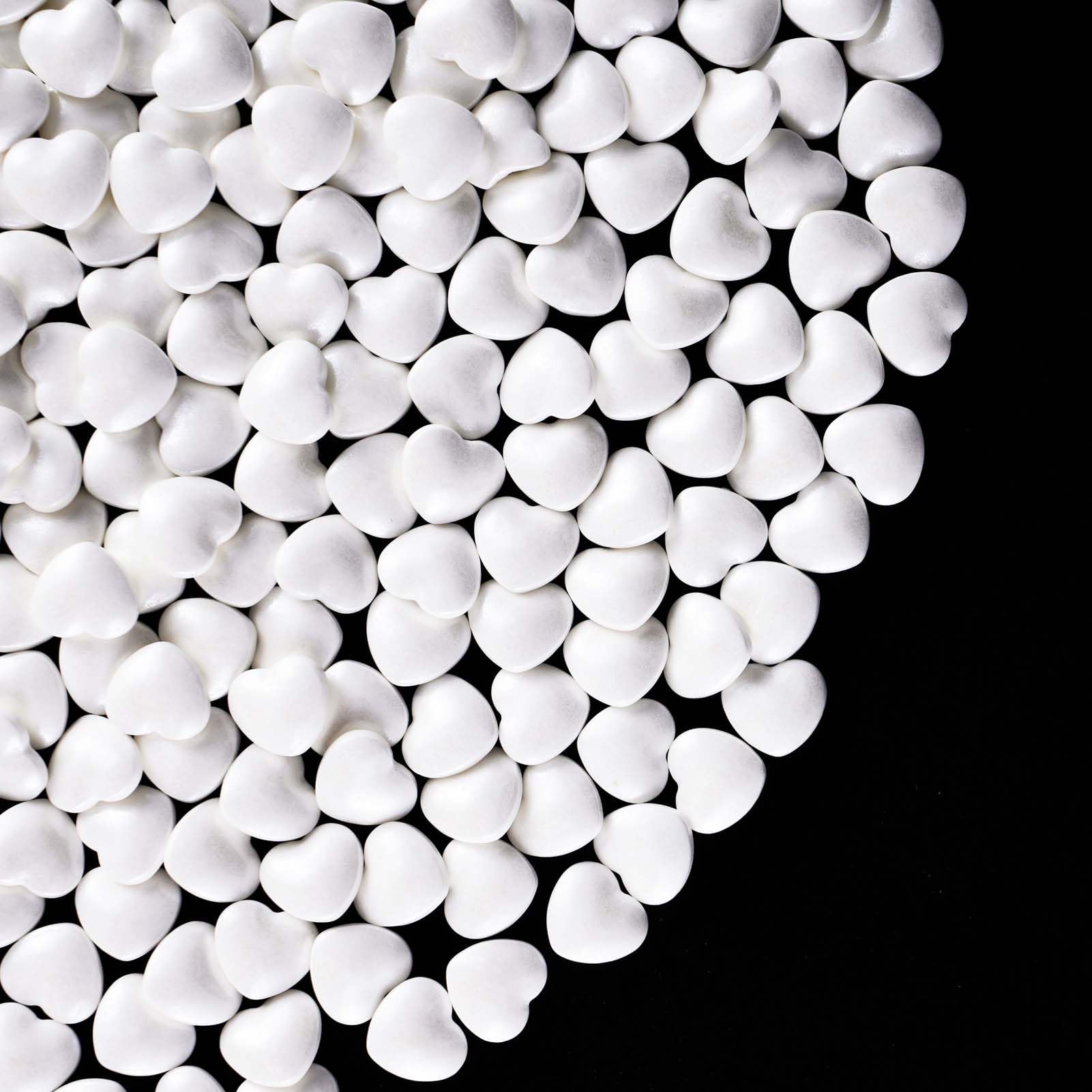 Kasvan White Heart Shapes Sprinkles - Edible Candy Pearls 130g/4.58 Oz, Mix Size, Baking Cake Decorations, Ice Cream Toppings an
