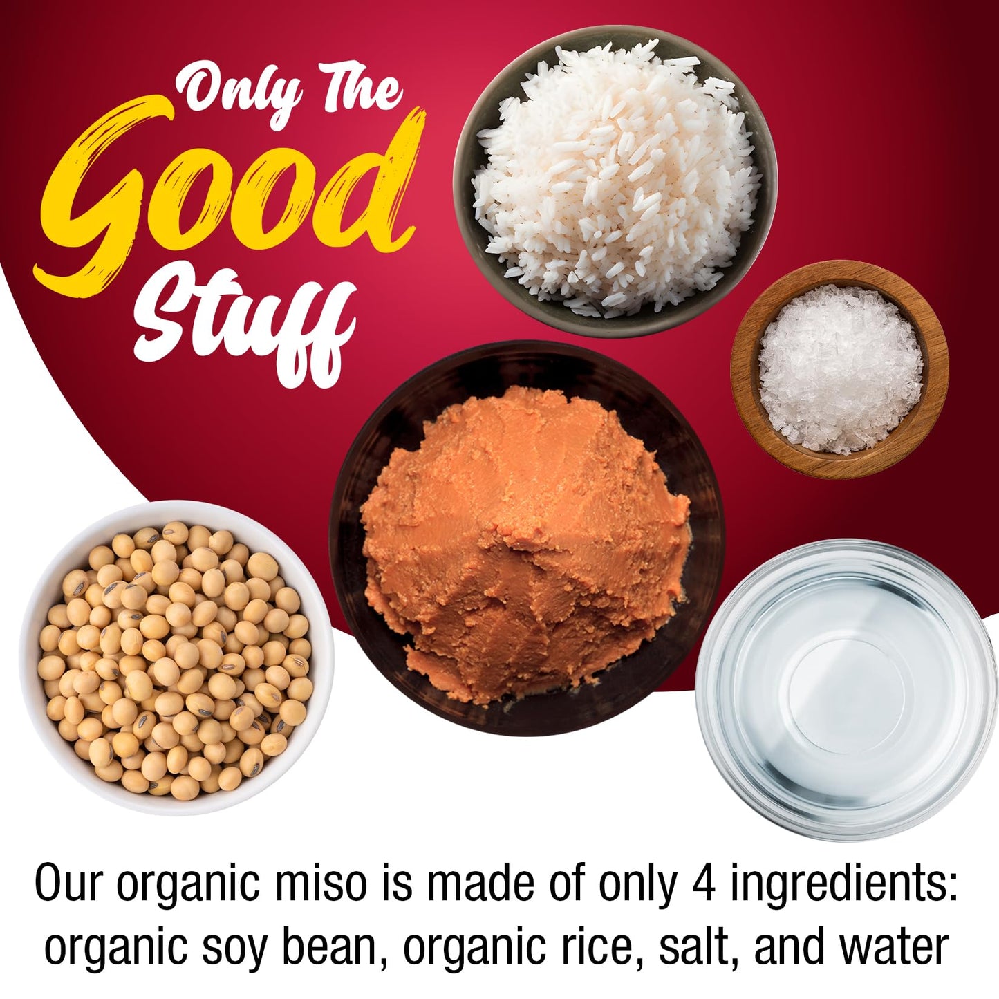 Fusion Select 600G Organic White Miso Paste - Made Of Fermented Soy Bean & Rice - Savory Japanese Seasoning For Cooking Soup Bas