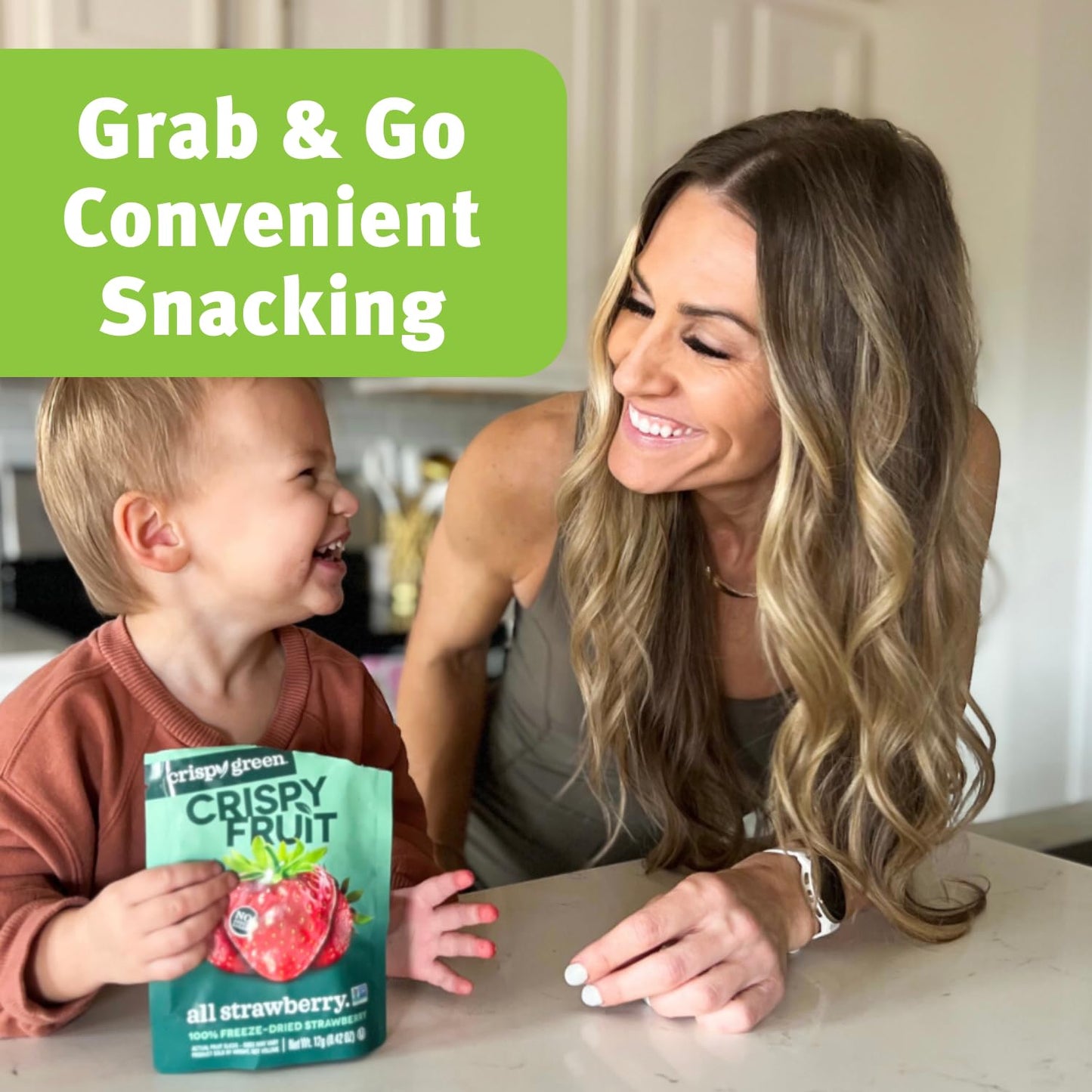 Crispy Green Freeze-Dried Strawberry Fruit Snacks, No Sugar Added, 0.42 Ounce, Pack of 12