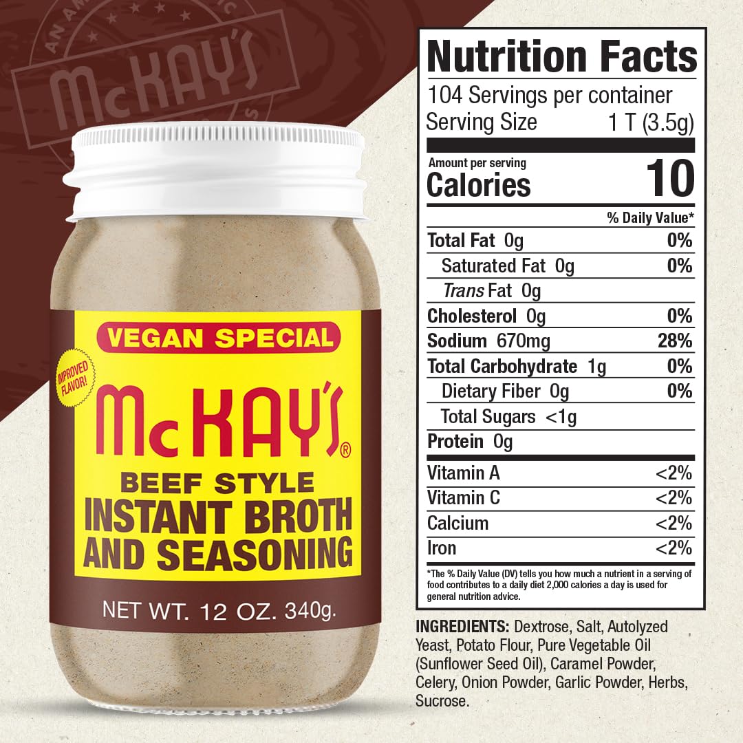 Mc Kay's Chicken and Beef Flavored Powdered Soup Seasoning, Gluten Free Instant Broth, Bullion Cubes Substitute, Est. 1945 (Vega