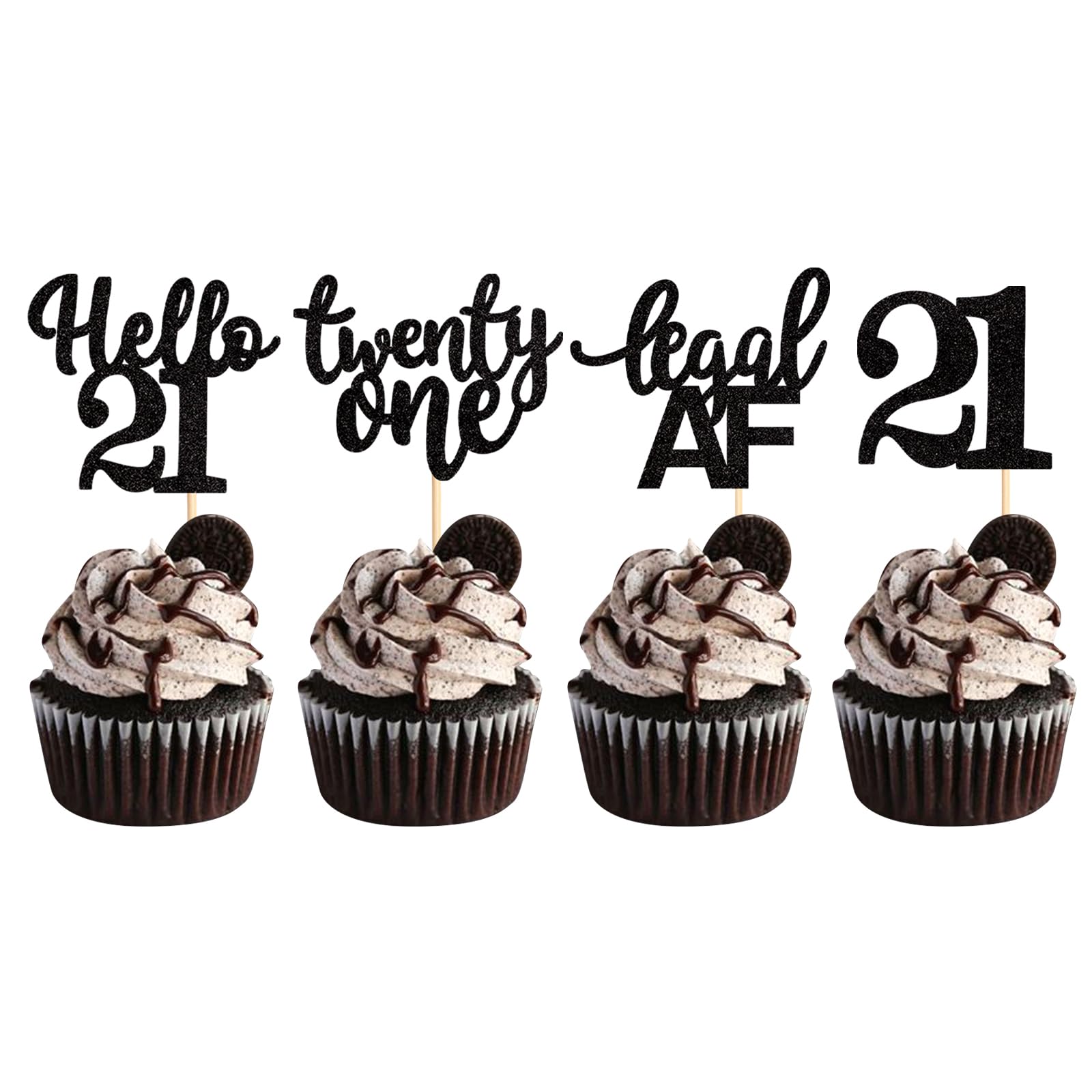 Keaziu 24 Pack 21st Birthday Cupcake Toppers Hello 21st Twenty one Legal 21st Cupcake Picks for 21st Birthday Wedding Anniversar