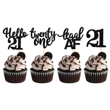 Keaziu 24 Pack 21st Birthday Cupcake Toppers Hello 21st Twenty one Legal 21st Cupcake Picks for 21st Birthday Wedding Anniversar