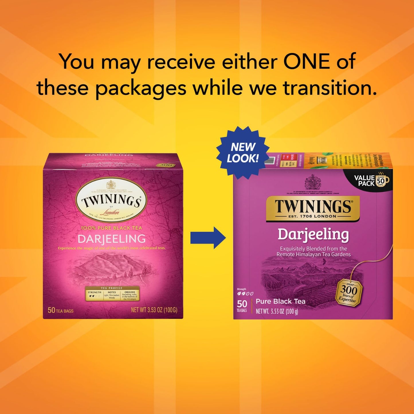 Twinings Darjeeling Tea - Dry Black Tea, Individually Wrapped Tea Bags, 50 Count, Model TWI-073