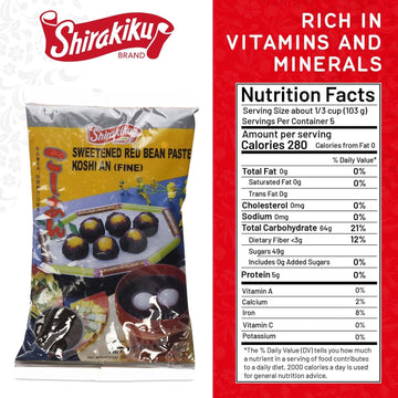 Shirakiku Red Bean Paste Koshi An (Fine) | Japanese Sweetened Red Bean With Sugar And Water, No Artificial Coloring | Perfect For Asian Desserts - 17.6Oz Single Pack