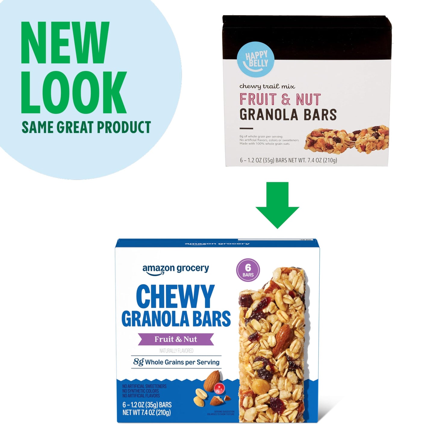 large online retailer Grocery Fruit & Nut Chewy Granola Bars, 6 Ct, 7.4 Oz, Brown/Red/Green