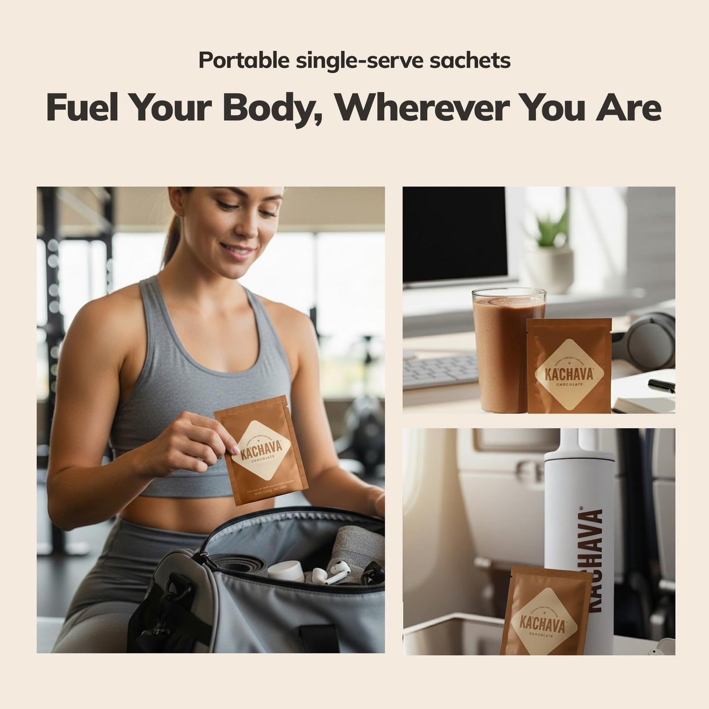 KaChava Whole Body Meal Shake Chocolate - Vegan Protein Powder with 85+ superfoods and ingredients - Plant-Based Meal Replacement with Probiotics & Digestive Enzymes - 5 Sachets Travel Pack (5 Servings)