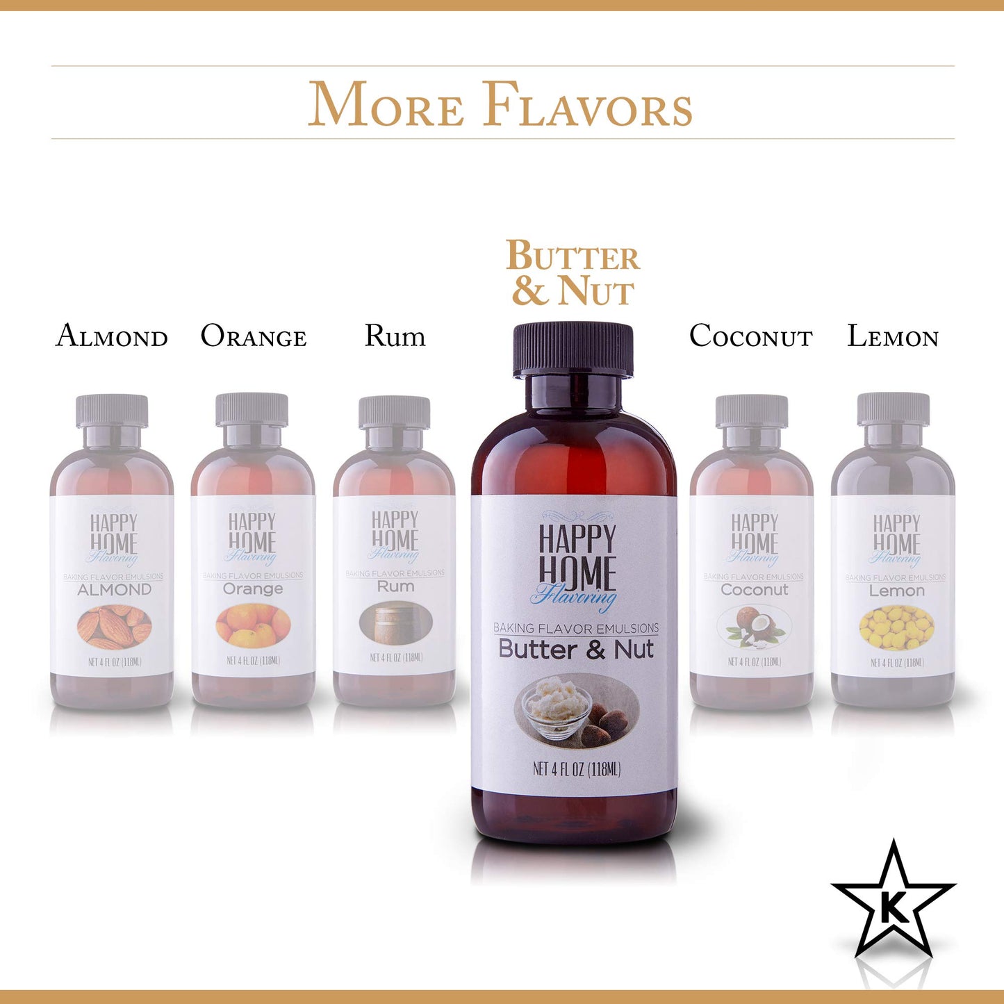 Happy Home compatible with Butter & Nut Baking Flavor Emulsion, Certified Kosher, 4 oz.