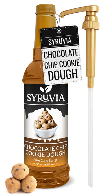 Syruvia Chocolate Chip Cookie Dough Syrup - Chocolate Chip Cookie Dough Coffee Syrup Flavor, 25.4 fl oz, Kosher, Gluten Free, Pe