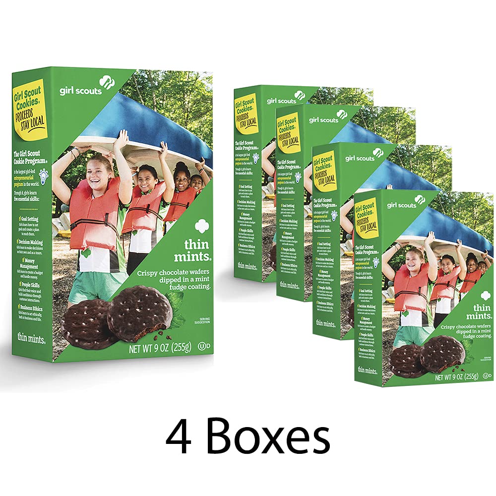 Girl Scout Thin Mints Cookies, 9 Oz(4 Boxes)