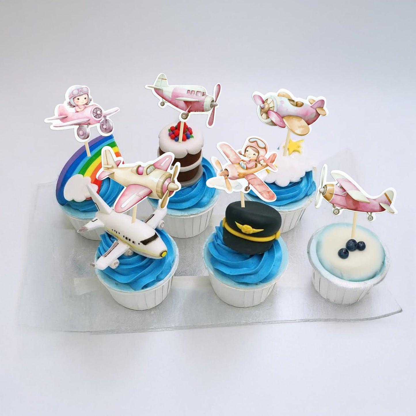 Gyufise 36Pcs Airplane Cupcake Toppers Pilot Aviation Plane Cupcake Picks Airplane Plane Cupcake Decoration For Plane Theme Baby