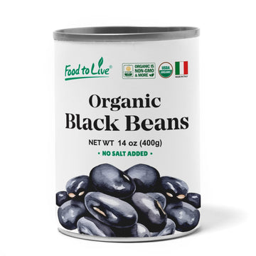 Food to Live Organic Canned Black Beans, 14 oz (Pack of 1) - Unsalted Non-GMO Frijoles Negro. Perfect for Salads, Soups, Stews. 