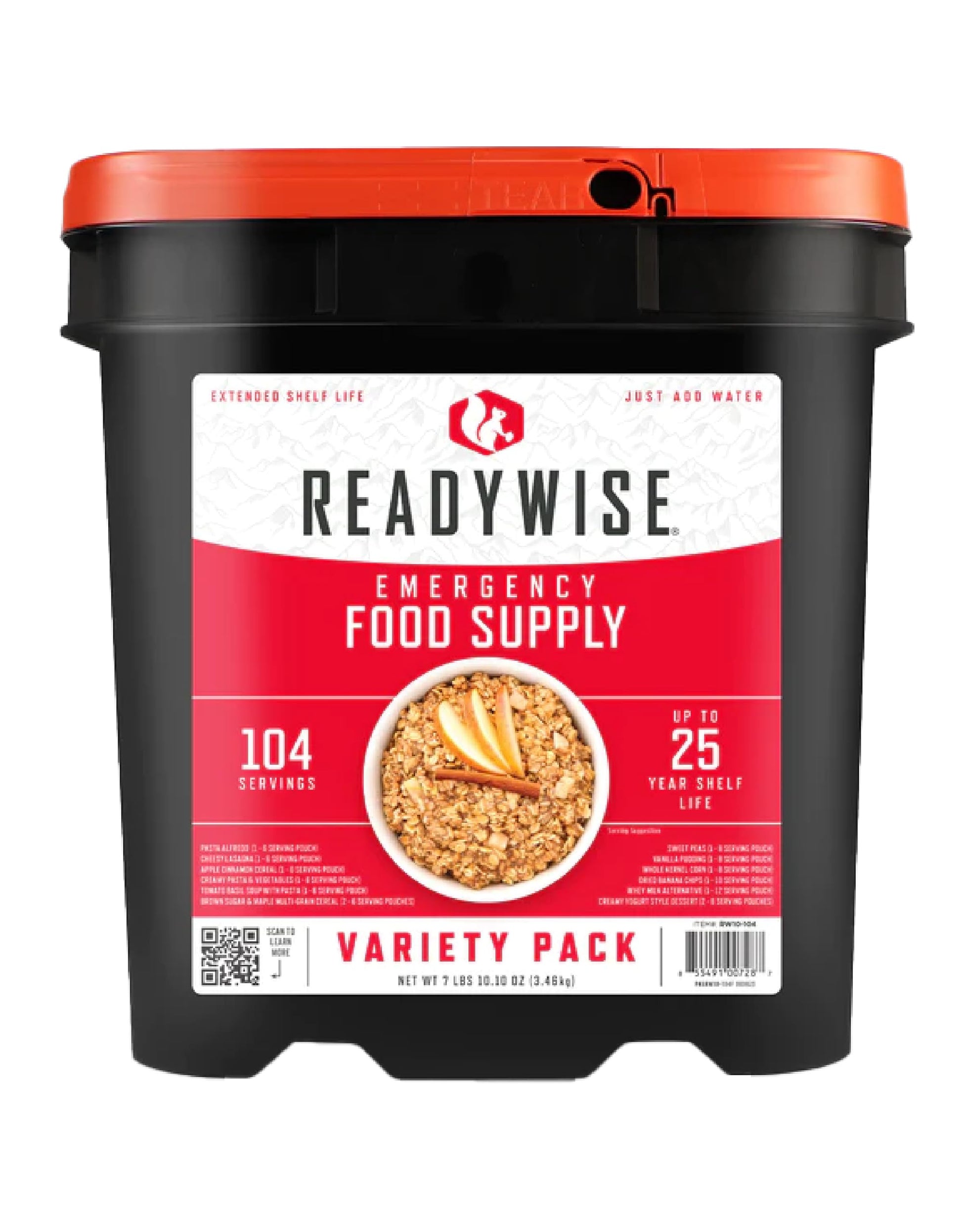 ReadyWise Emergency Food Supply - 104 Servings Variety Pack Bucket, Protein Meals, Dehydrated & Freeze Dried Food for Backpackin