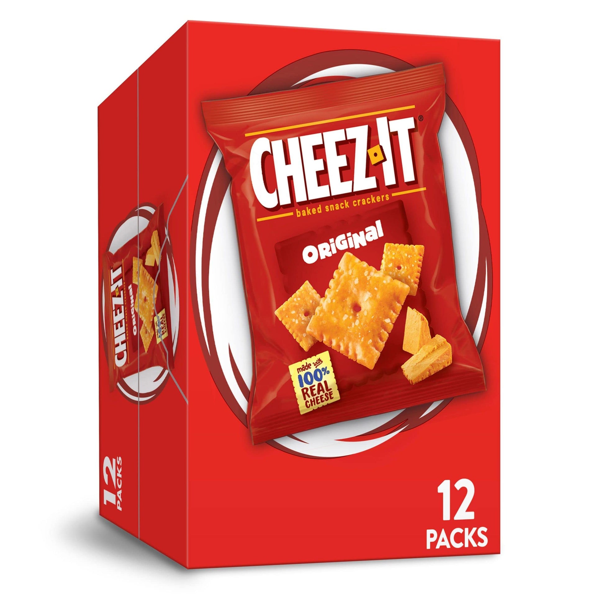 Cheez-It Cheese Crackers, Baked Snack Crackers, Lunch Snacks, Grab N' Go, Original, 12Oz Box (12 Packs)