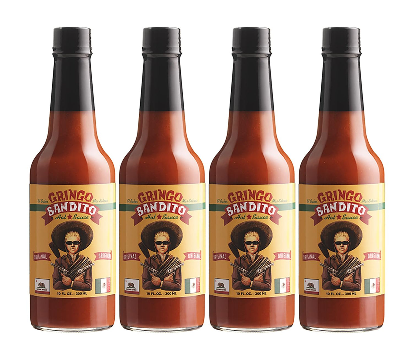 Gringo Bandito Hot Sauce, Original Red, 10 Ounce (Pack of 4)