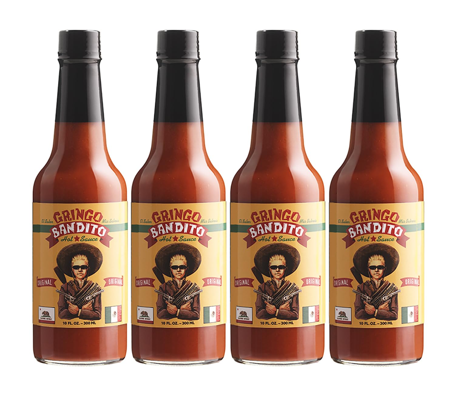 Gringo Bandito Hot Sauce, Original Red, 10 Ounce (Pack of 4)