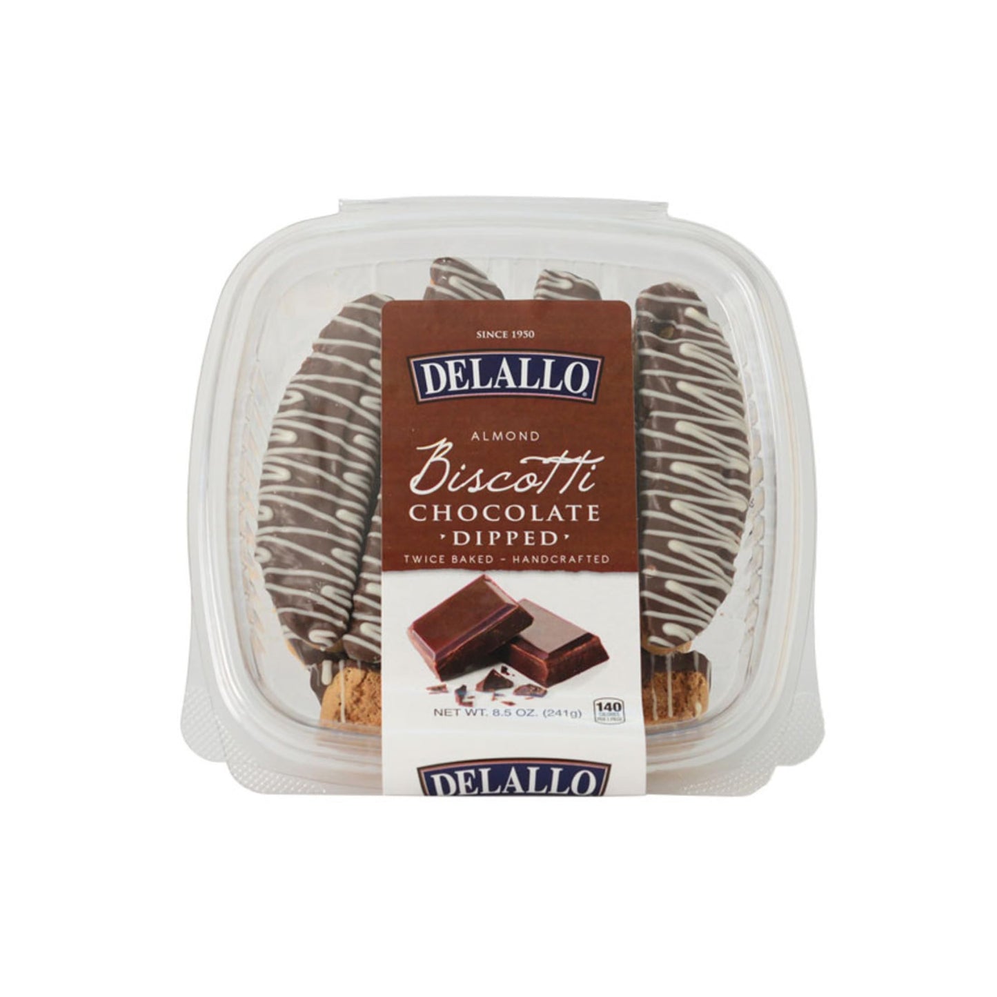 Delallo Chocolate Dipped Biscotti Cookies, Twice-Baked Authentic Italian Recipe, All Natural Tuscany Biscuits Dipped In Velvety