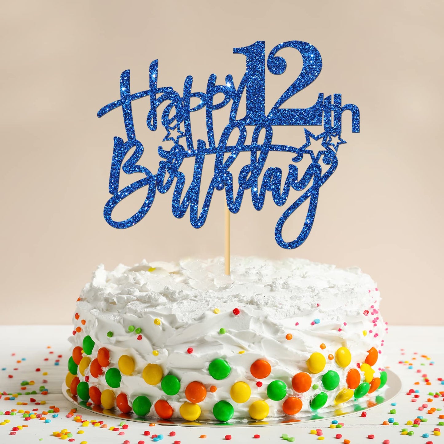Roadsea Happy 12Th Birthday Cake Topper - Kid Girl Boy Twelve Years Old Birthday Cake Supplies - 12Th Birthday Party Decorations