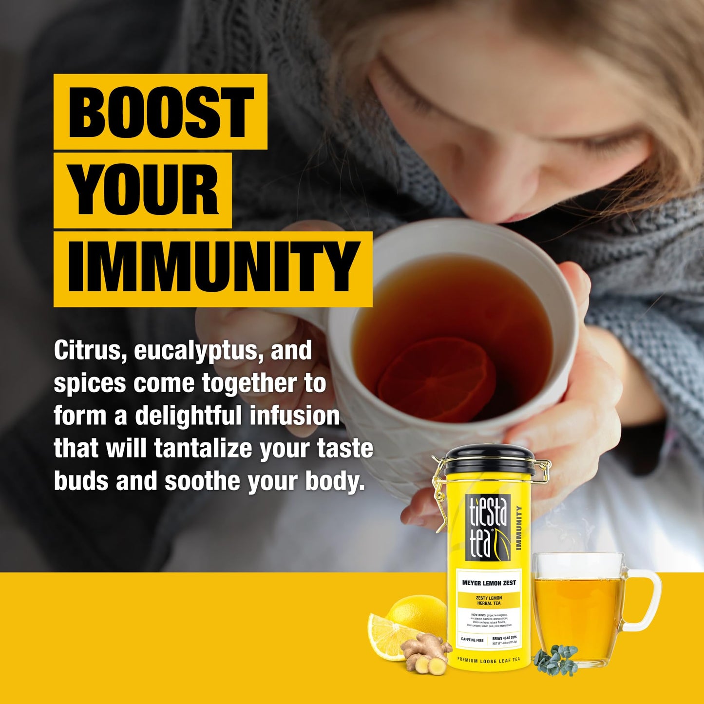 Tiesta Tea - Meyer Lemon Zest | Zesty Lemon Herbal Tea | Premium Loose Leaf Tea Blend | Non-Caffeinated Herbal Tea | Make Hot Or