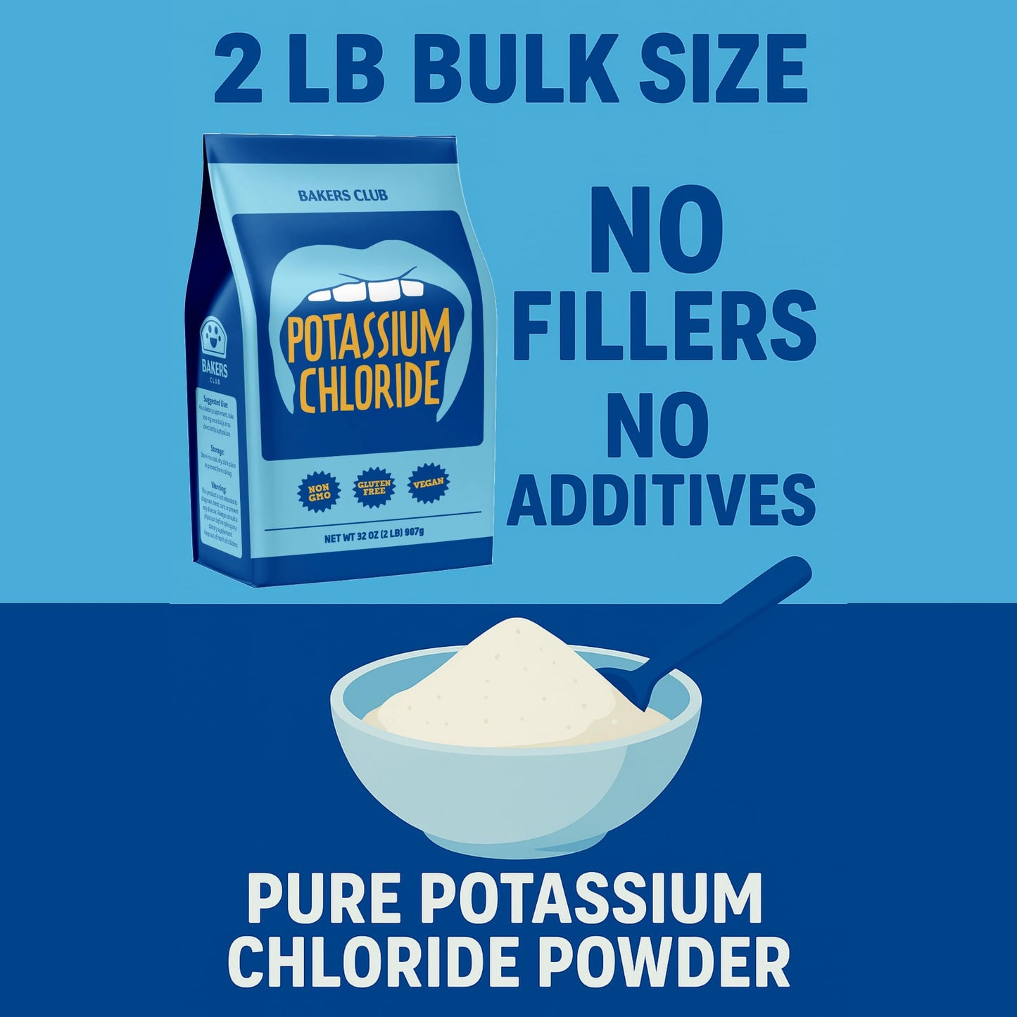 Potassium Chloride Powder 2 Pound - Food Grade, Filler Free, Easily Dissolves -Unflavored Sodium Free Mineral For Electrolyte Hy