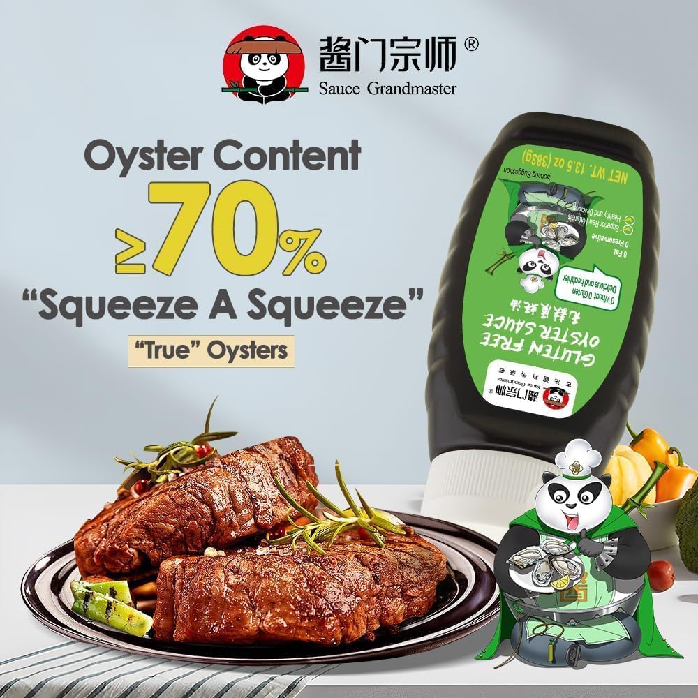 Sauce Grandmaster Pure Oyster Sauce 2 Pack - Gluten Free, Vegan, Non-GMO, 13.5 fl oz Bottles