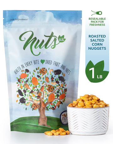 NUTS U.S. - Roasted and Salted Corn Nuggets | No Aritifical Colors & Flavors | NON-GMO | Packed in Resealable Bags!!! (1 LB)