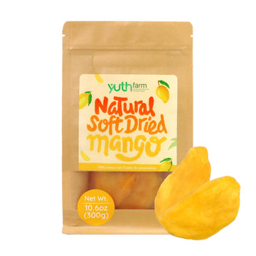 Yuth Farm Plant-Based Soft & Chewy Dried Fruit - Deliciously Healthy Snack 300g(10.6 Oz) (Mango)