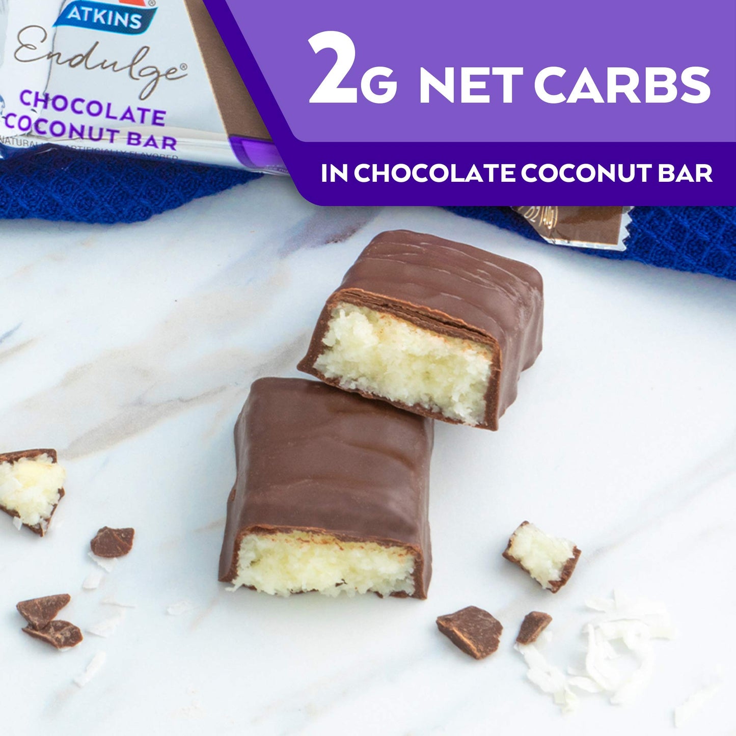 Atkins Endulge Chocolate Coconut Bar, Dessert Favorite, High In Fiber, 1G Sugar, 10 Count