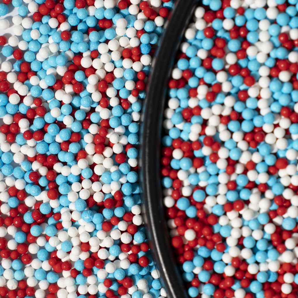 NIPEOR Nonpareils Sprinkles, 2mm Edible Pearl Sprinkles for Baking, 130g, Red Blue