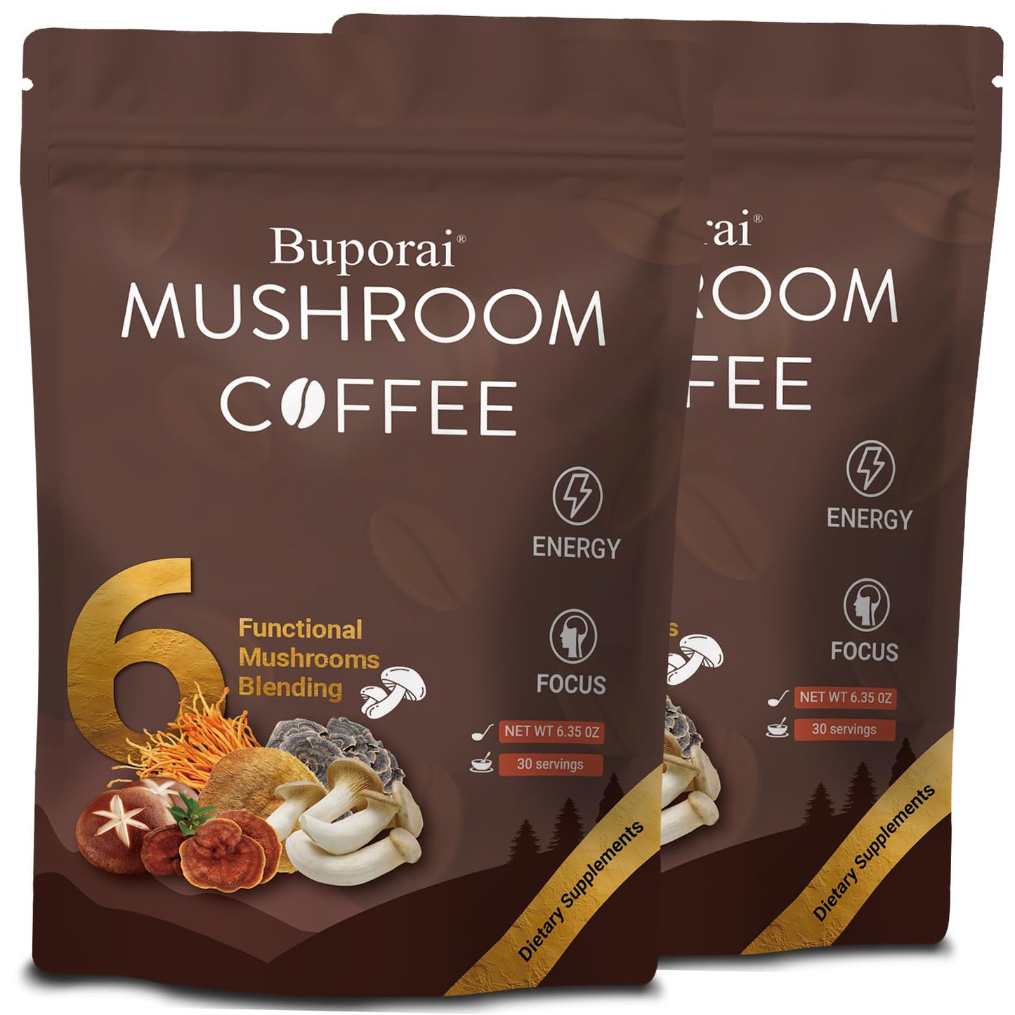 Mushroom Coffee  Instant Mushroom Coffee With 6 Mushrooms Lions Mane  Cordyceps  Turkey Tail & Other For Energy  Focus  Digestion  Immunity  30 Servings (2 Pack)
