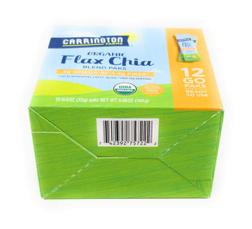 Carrington Farms Organic Flax Chia Paks - 12 Ready-To-Eat Packs, 5.08 Ounce Each, Healthy Snack Option