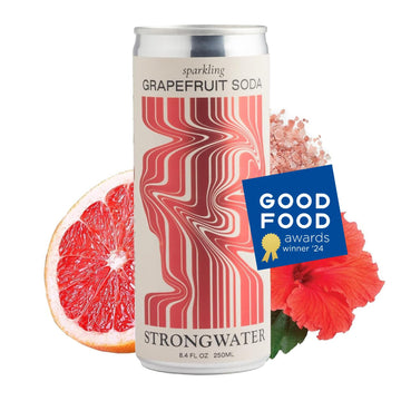 Strongwater Sparkling Grapefruit Soda - Premium Craft Mixer - 12 Pack of 8.4 Fl Oz Cans - Made with Rocky Mountain Water and Real Cane Sugar