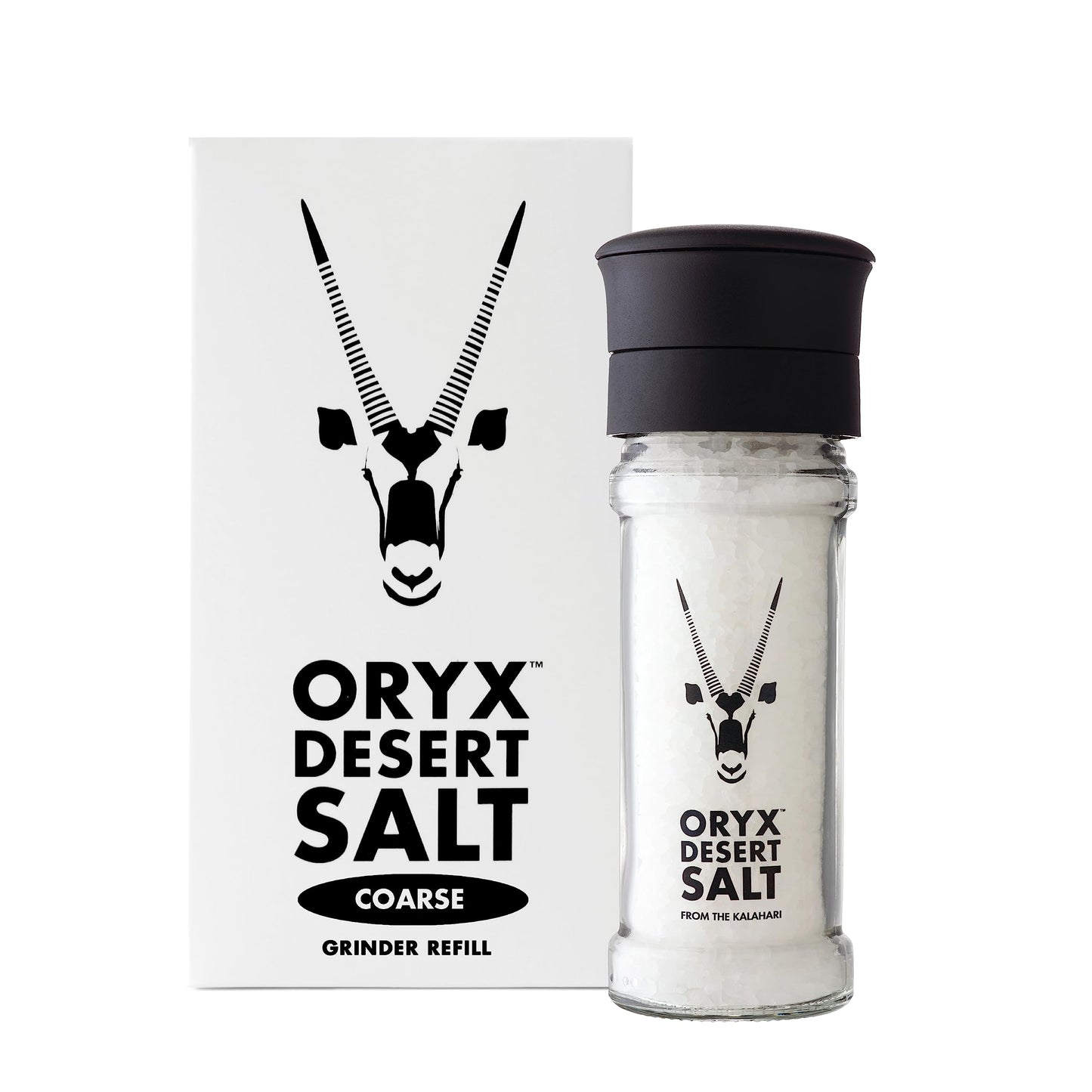 Oryx Desert Salt Grinder Combo, Refillable +20x Ceramic Grinder, 3.52oz/8.8oz, Ideal for Salads & Cooking, Alternative to Sea Salt