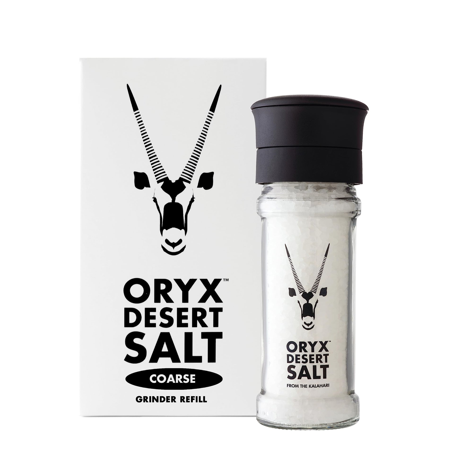 Oryx Desert Salt Grinder Combo, Refillable +20x Ceramic Grinder, 3.52oz/8.8oz, Ideal for Salads & Cooking, Alternative to Sea Salt