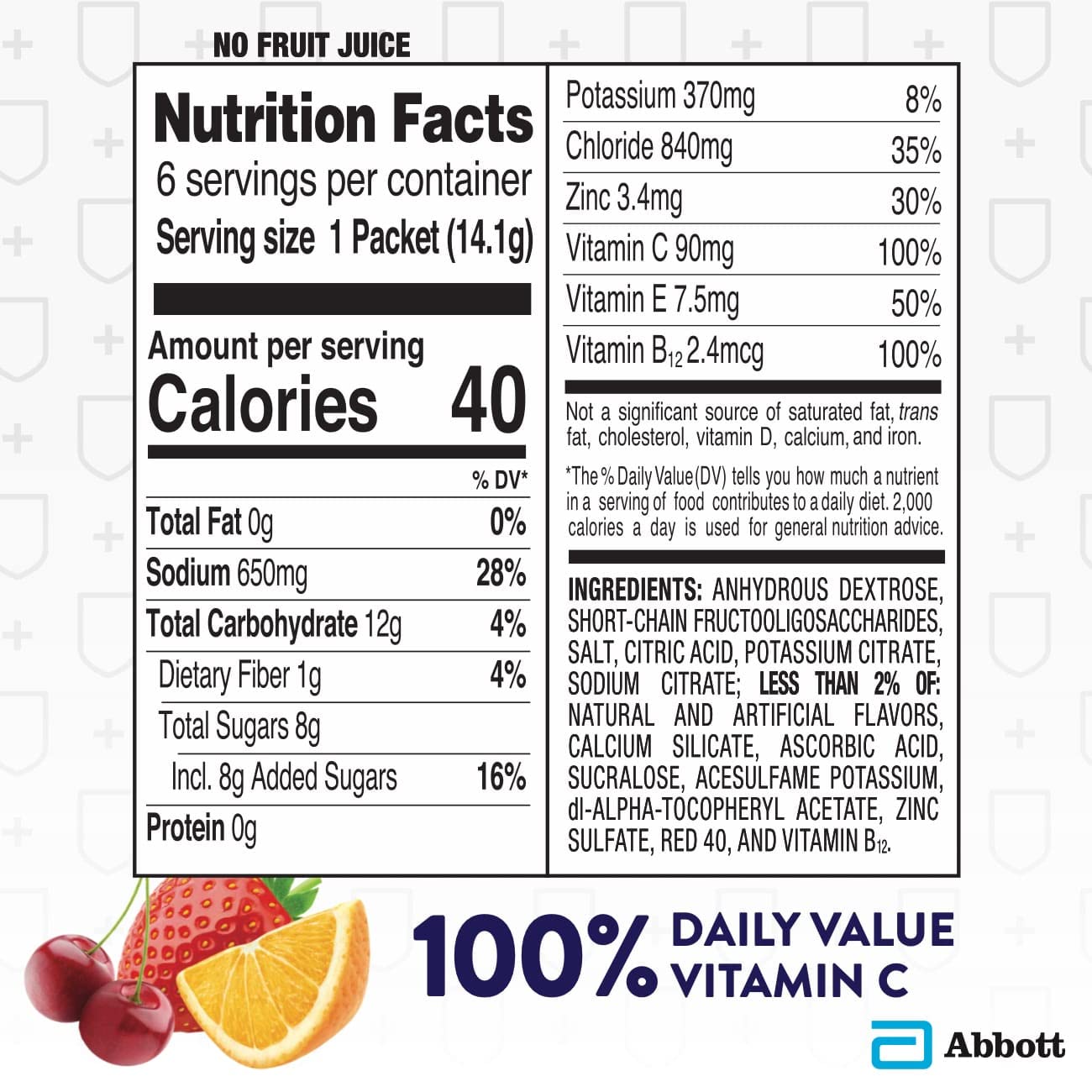 Pedialyte With Immune Support, 36 Count, Electrolytes With Vitamin C And Zinc, Advanced Hydration With Preactiv Prebiotics, Frui