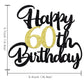 Klionjor Cake Topper - 60th Birthday Decoration, Black Gold Glitter, Photo Prop, Cardboard Material
