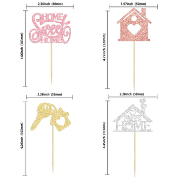 24Pcs Sweet Home Cupcake Toppers Multi Glitter Welcome Home Cupcake Picks Key Lock Housewarming Cupcake Toppers New Home Theme P