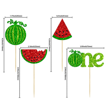 24Pcs Watermelon Cupcake Toppers One In A Melon Cupcake Picks Watermelon First Year Birthday Baby Girl First Birthday Party Cake