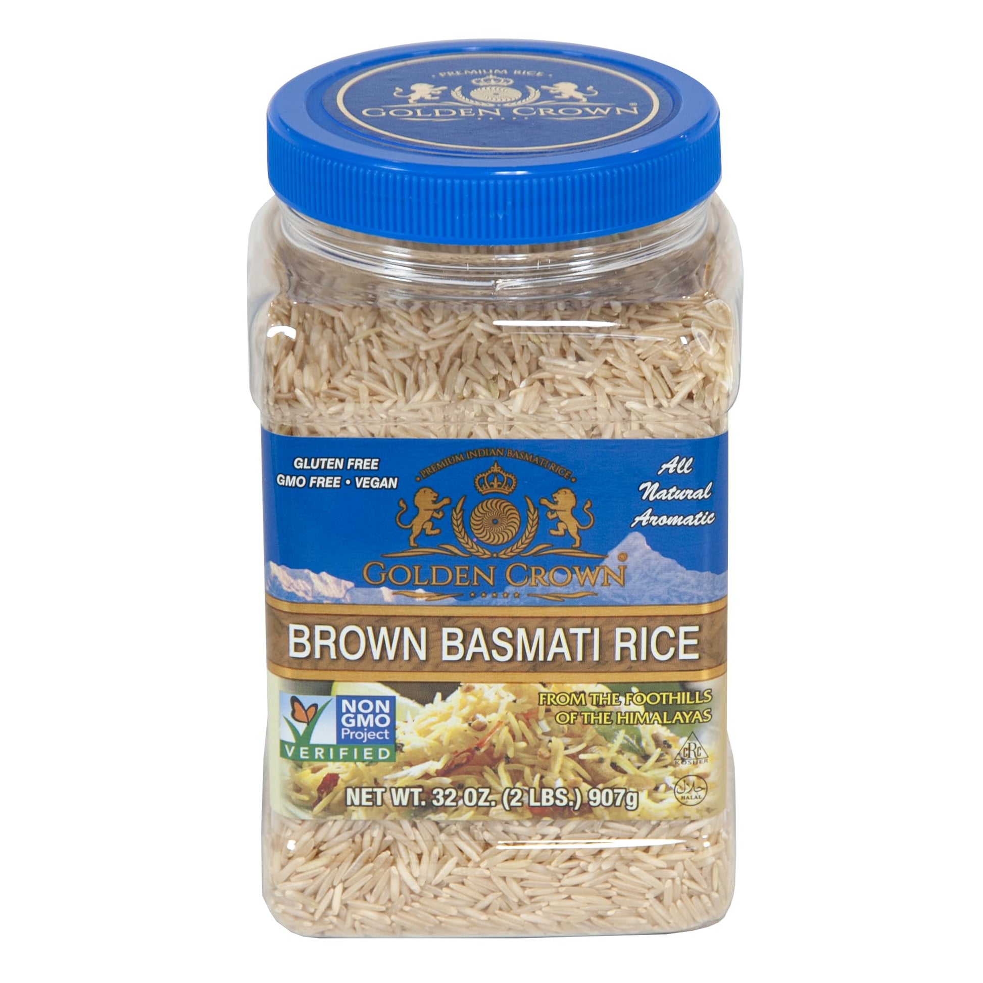Golden Brown Basmati Rice - 32 oz (2LB), Naturally Aged Long Grain Aromatic Rice for Biryani, Palao and Pilaf, Tasty and Delicio