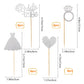 24 Pcs Glitter Bride Cupcake Toppers Silver Bridal Shower Cupcake Picks With Heart Ring Dress For Wedding Engagement Anniversary
