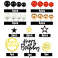 Black Red Gold White Ball Cake Toppers Set, Acrylic Birthday Cake Toppers Star Cake Toppers Mirror Cupcake Topper Ball Shaped Ca
